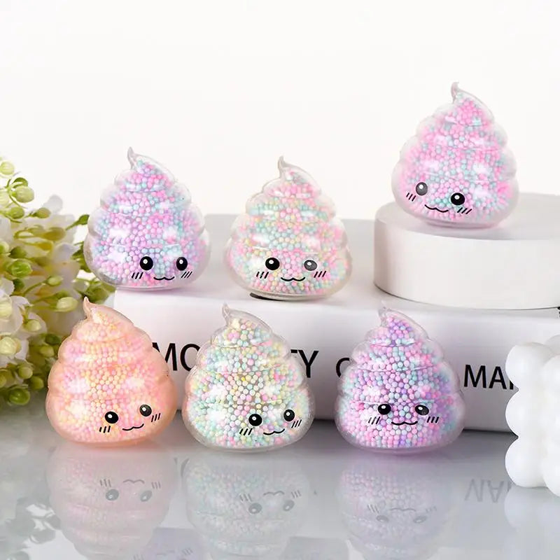 Colorful 2PCS Squishy Poop Stress Balls Funny Fidget Toys for Kids Girls Relaxation Fidgeting Aid