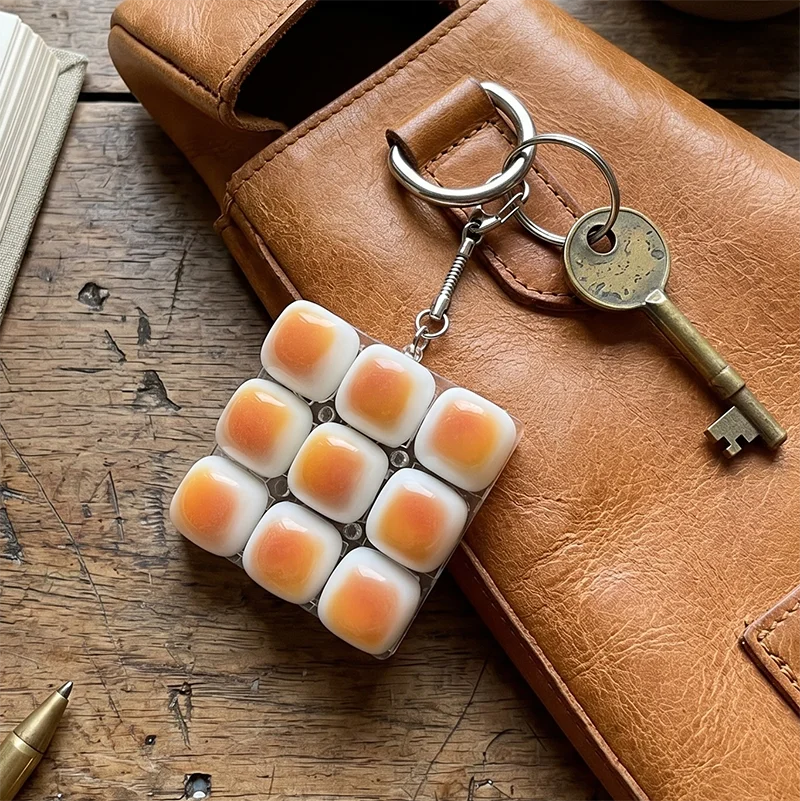 2026 1Pc Fried Egg Keycap Keychain, Mechanical Switch Fidget Keyring Clicky Toy Key Chain, Stress Relief Bag Charm Gift for Girl
