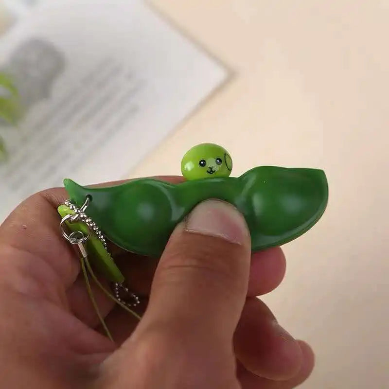 Bean Keychain Fidget Squeeze Pea Sensory Anxiety and Stress Relief Toys Gifts for Teenager Boys Girls Kids Adults