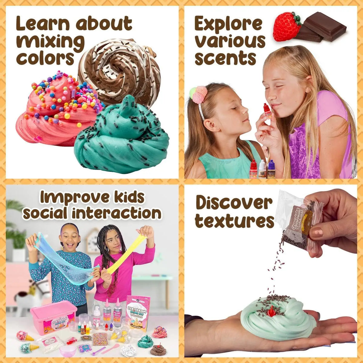 Slime Making Kit Crystal Mud Ice Cream Butter Clay, DIY Fluffy Slime Kit for Kids, Non-Toxic Modeling Clay Set