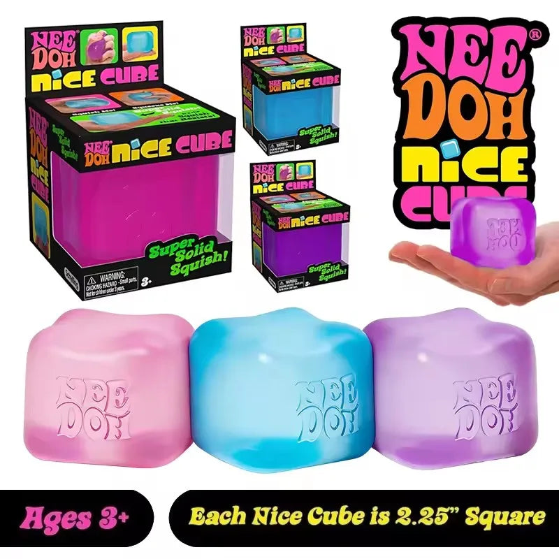 Schylling Needoh Nice Cube Sensory Fidget Stress Relief Squishy Anti-Anxiety Squeeze Object for Focus ADHD Population