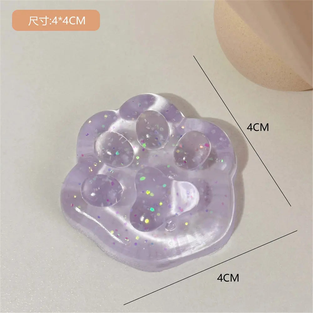 3PCS Kawaii Cat Paw Sticky Squeeze Toy Soft Realistic Jelly Glitter Cat Claw Squishy Stress Relief Toys Kids Adults Unique Gifts