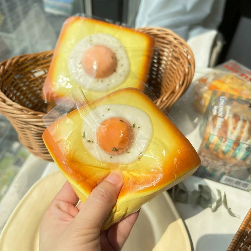 Squishy Fried Egg Fidget Toy Fried Egg Bread Slow Rebound Squeeze Toy Decompression Stretch Toys for Friends Best Gift